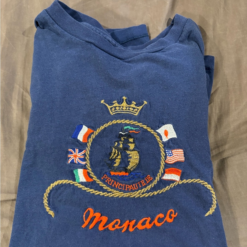 Monaco Navy Blue Embroidered Shirt